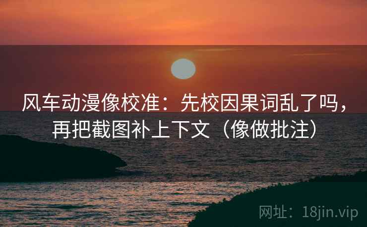 风车动漫像校准：先校因果词乱了吗，再把截图补上下文（像做批注）